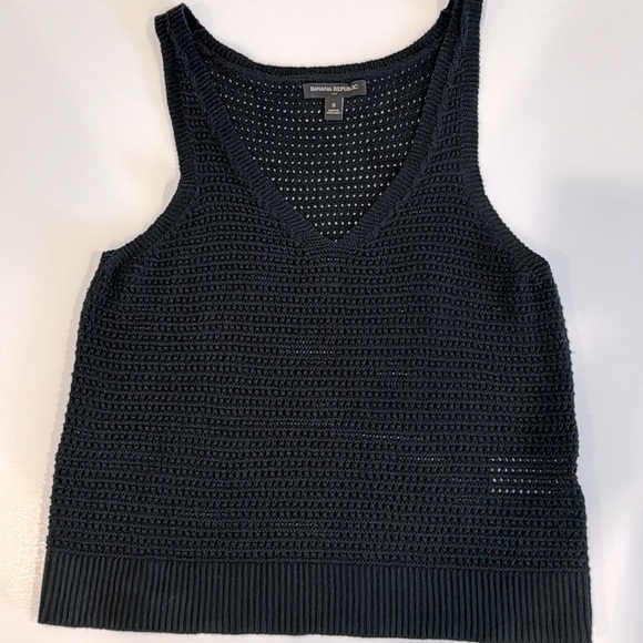 Banana Republic Black Cotton V Neck Sweater Tank Top Size Small - Picture 7 of 7